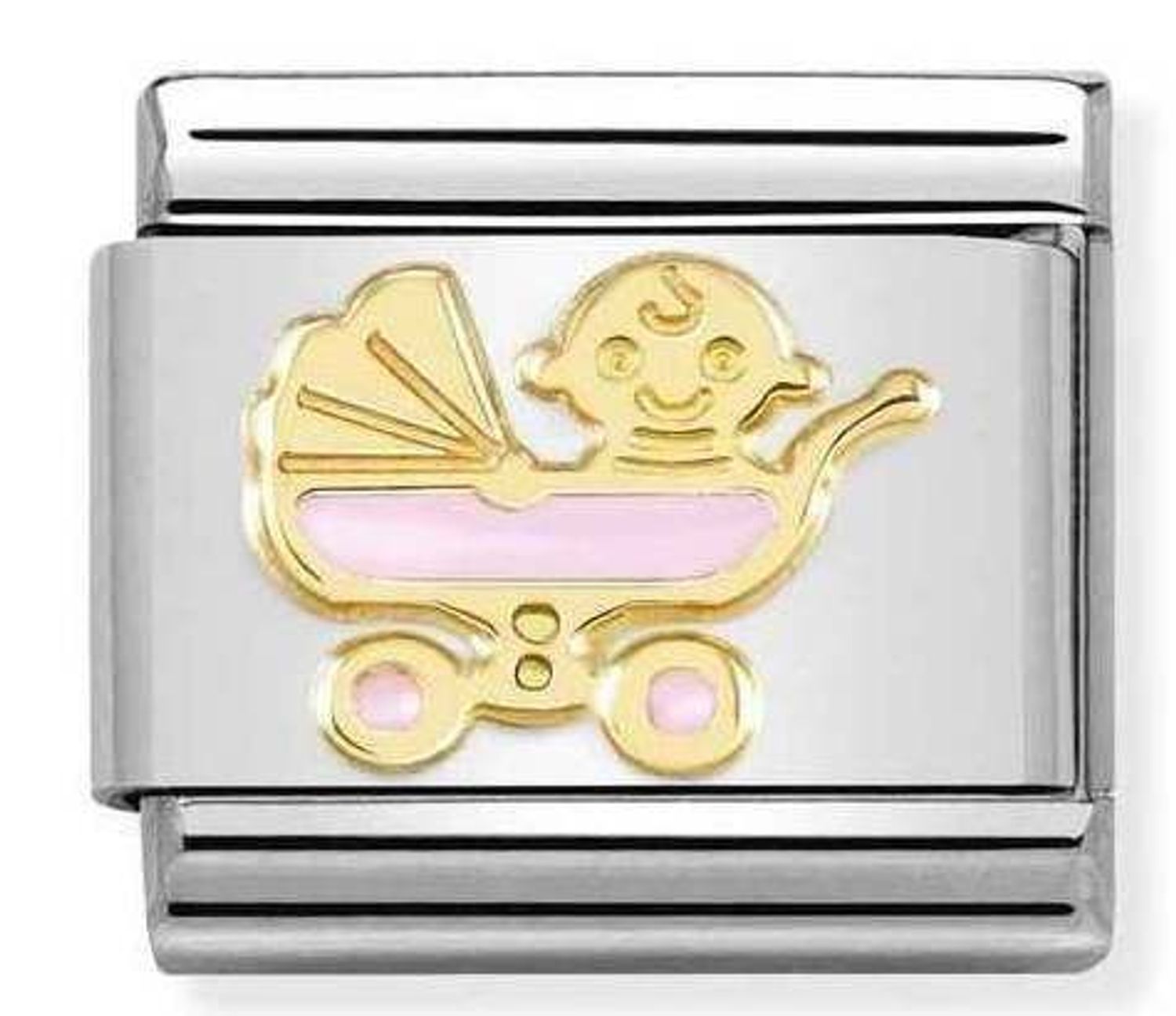 Nomination - Link 18K zawieszka charms Złoto 'Różowy wózek z dzieckiem' 030272 60.jpg